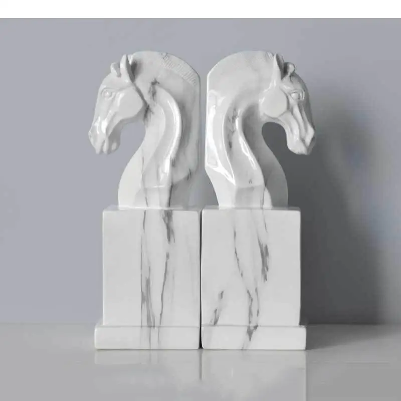 Serre-livres tête de cheval style marbre – Image 3