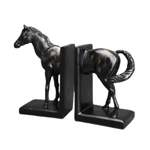 Serre-livres élégant cheval noir