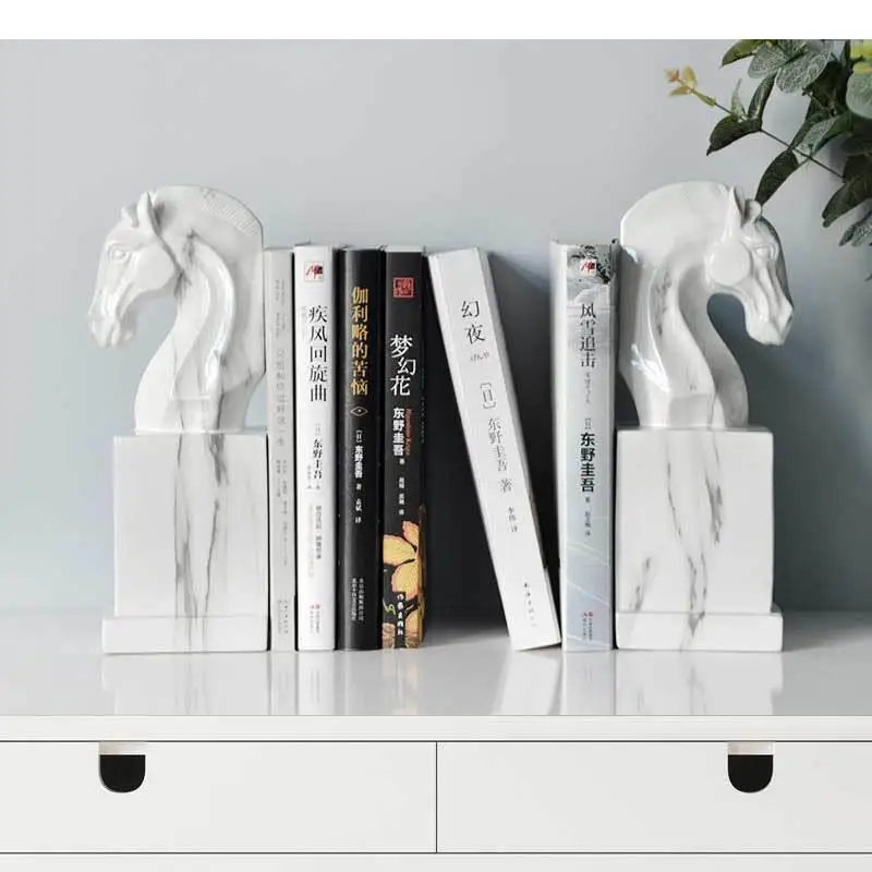 Serre-livres tête de cheval style marbre – Image 2
