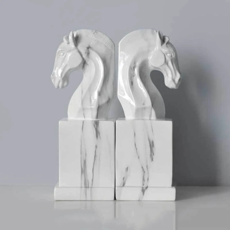 Serre-livres tête de cheval style marbre – Image 7