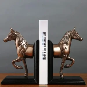 Serre-livres cheval métal doré