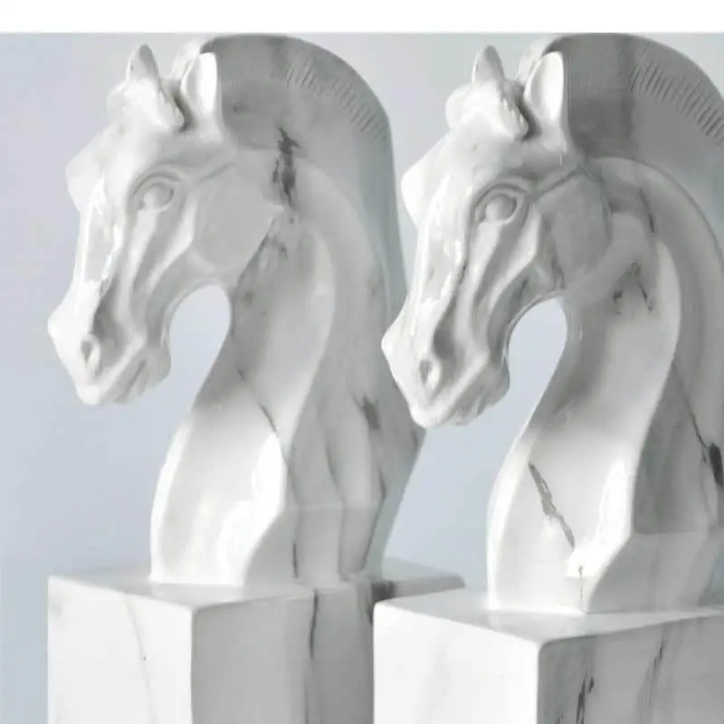 Serre-livres tête de cheval style marbre – Image 4