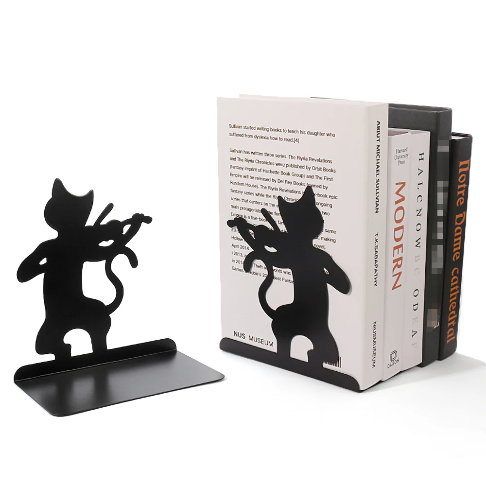 Serre-livres chat joueur de violon