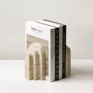 Serre-livres marbre naturel concave