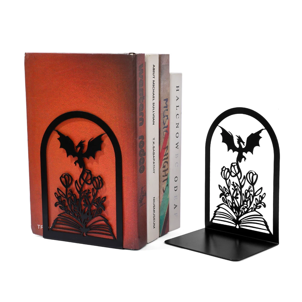 Serre-livres dragon sur fleurs – Image 5