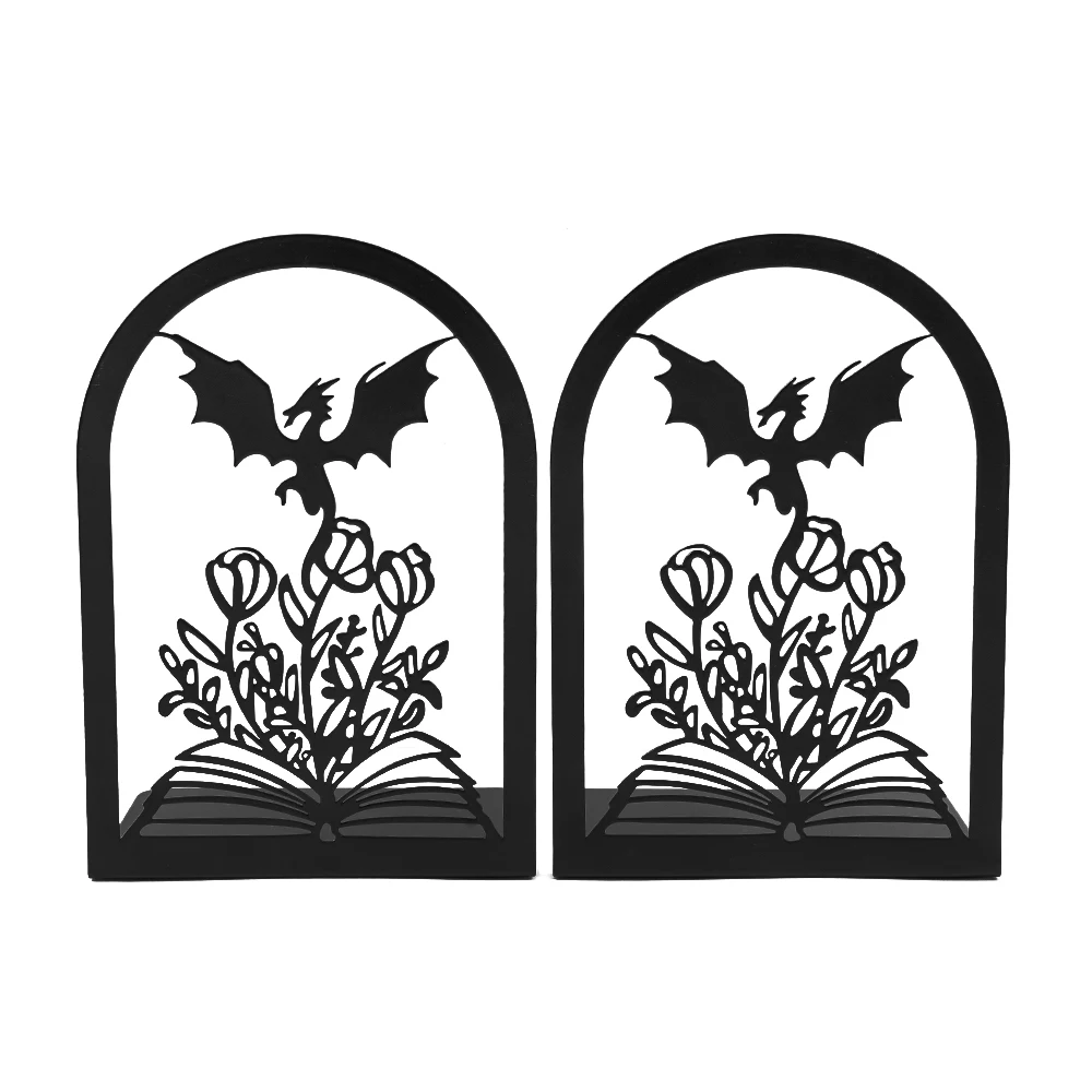 Serre-livres dragon sur fleurs – Image 10