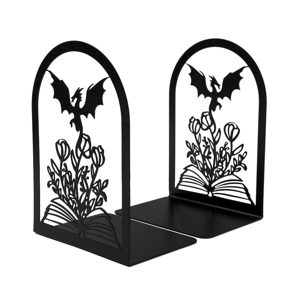 Serre-livres dragon sur fleurs – Image 3