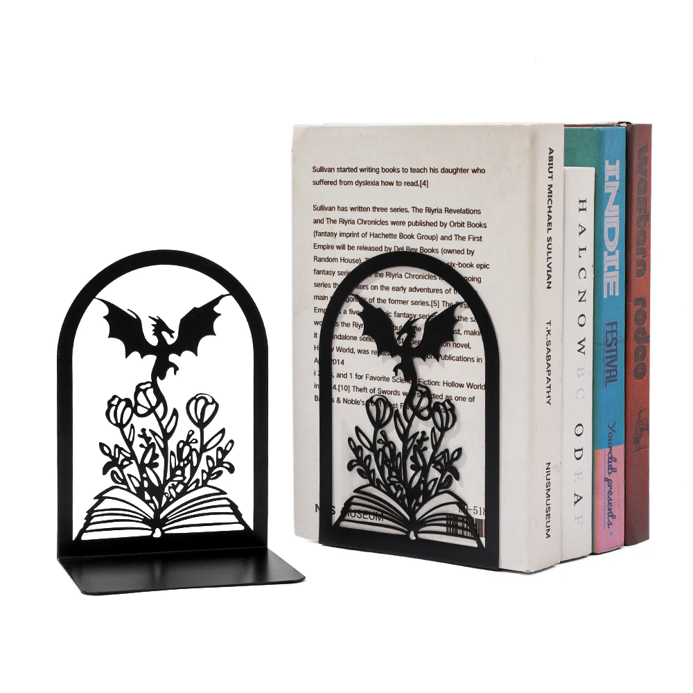Serre-livres dragon sur fleurs – Image 4