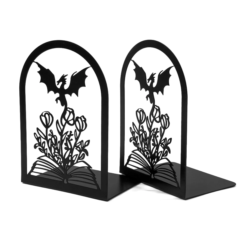 Serre-livres dragon sur fleurs – Image 7