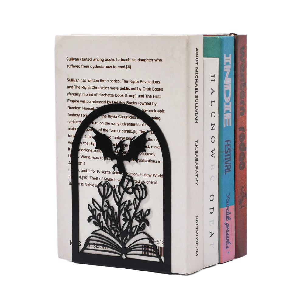 Serre-livres dragon sur fleurs – Image 9