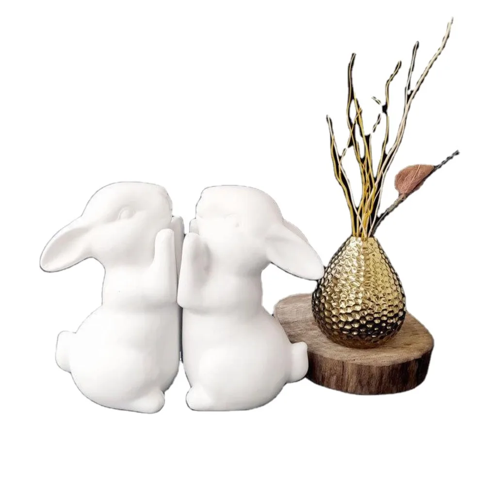Serre-livres adorables lapins blancs – Image 5