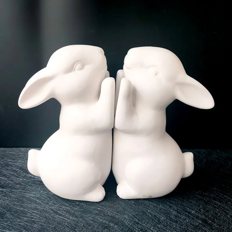 Serre-livres adorables lapins blancs – Image 7