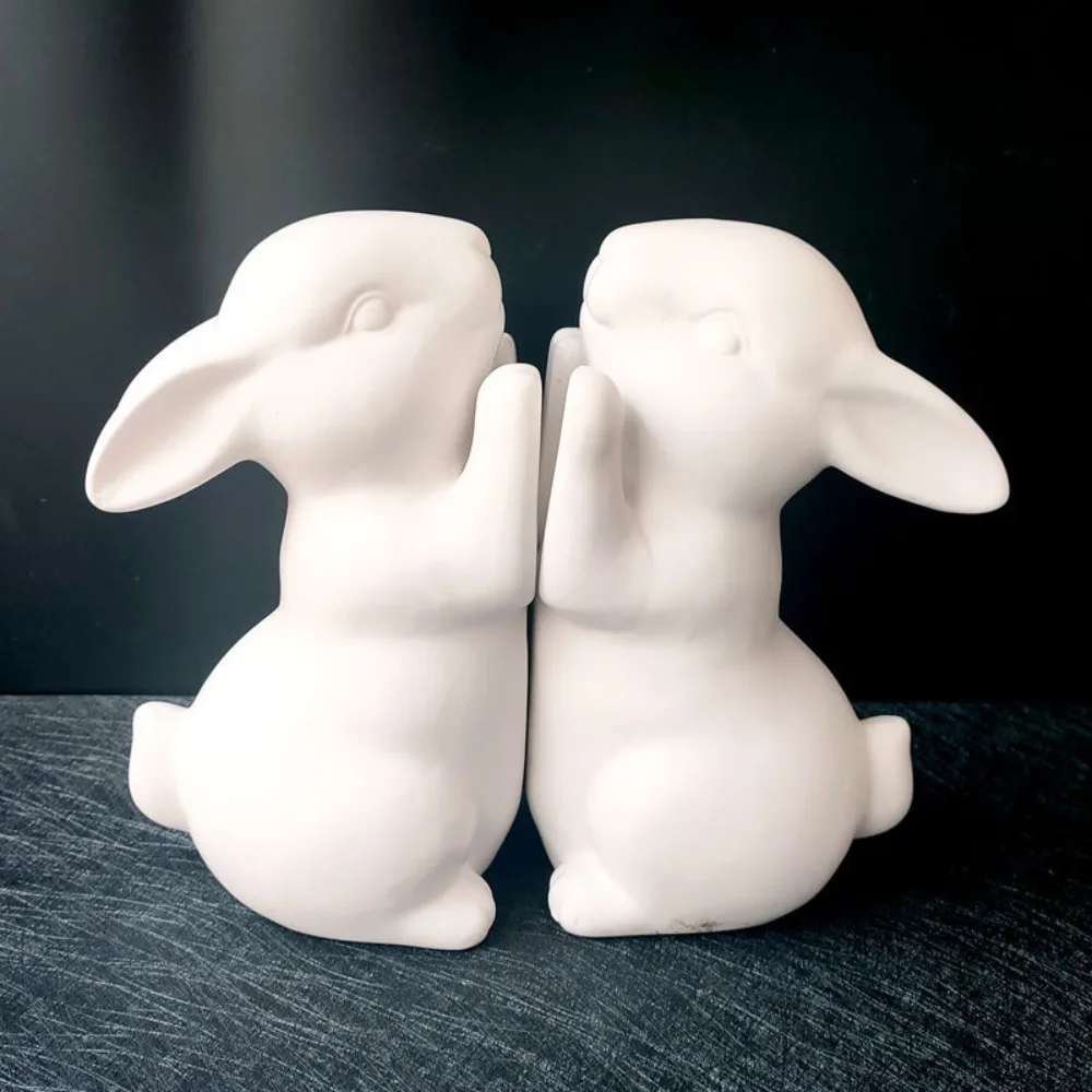 Serre-livres adorables lapins blancs – Image 3